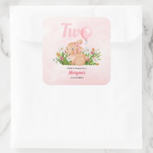 Schattige konijn wordt twee roze meisjes tweede ve vierkante sticker (Tas)