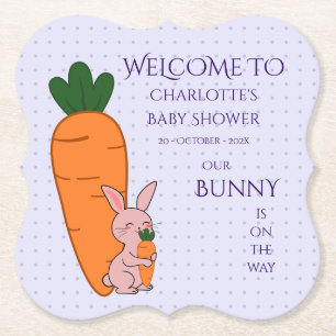 Schattige Konijn & Wortel Baby Shower Kartonnen Onderzetters