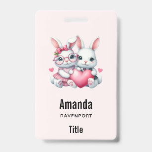 Schattige Konijnen Delen een Hart Badge