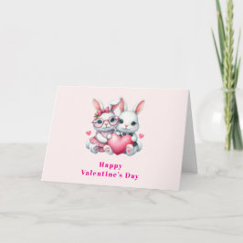 Schattige konijnen delen een hart op Valentijnsdag Feestdagen Kaart