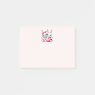 Schattige konijnen delen een hart post-it® notes