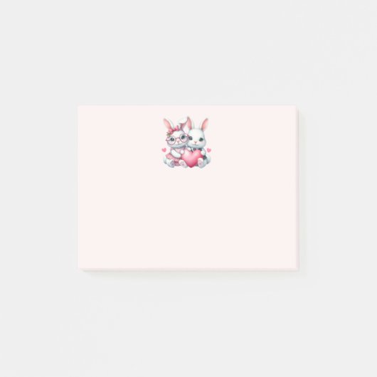 Schattige konijnen delen een hart post-it® notes (Voorkant)