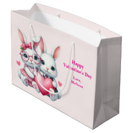 Schattige konijnen delen een hart Valentijnsdag Groot Cadeauzakje