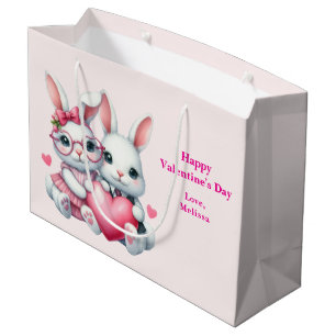 Schattige konijnen delen een hart Valentijnsdag Groot Cadeauzakje