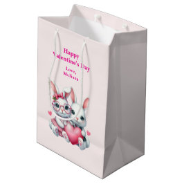 Schattige Konijnen Delen een Hart Valentijnsdag Medium Cadeauzakje
