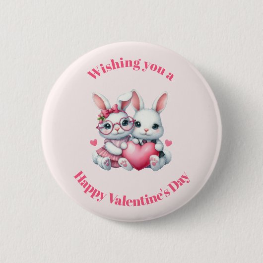 Schattige Konijnen Delen Een Hart Valentijnsdag Ronde Button 5,7 Cm (Voorkant)
