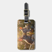 Schattige konijnen in Spring Meadow Design Bagagelabel (Voorkant verticaal)