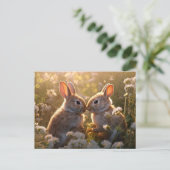 Schattige konijnen in Spring Meadow Design Briefkaart (Staand voorkant)
