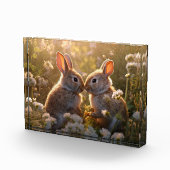 Schattige konijnen in Spring Meadow Design Fotoblokken (Rechts)