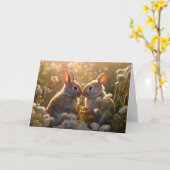 Schattige konijnen in Spring Meadow Design Kaart (Gele Bloem)