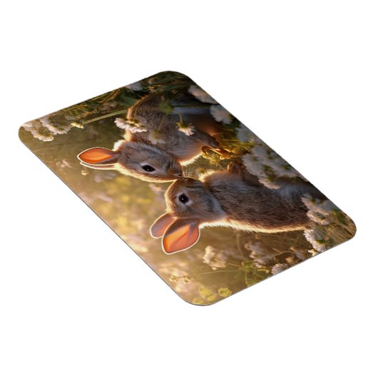 Schattige konijnen in Spring Meadow Design Magneet (Rechterzijde)