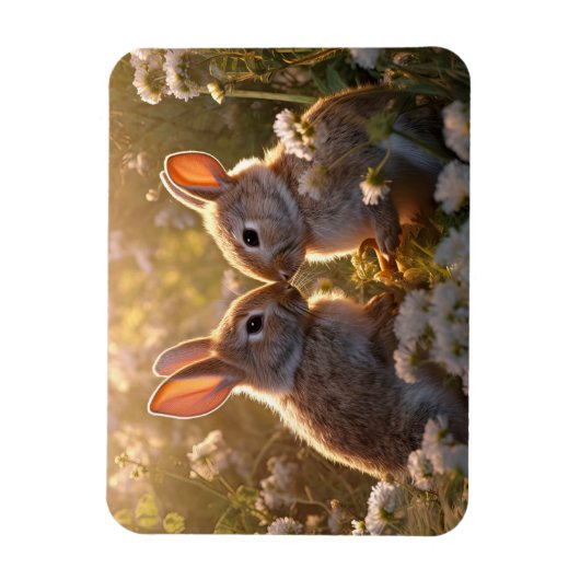 Schattige konijnen in Spring Meadow Design Magneet (Verticaal)
