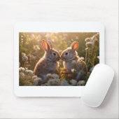 Schattige konijnen in Spring Meadow Design Muismat (Met muis)