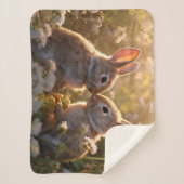Schattige konijnen in Spring Meadow Design Sherpa Deken (Voorkant)