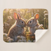 Schattige konijnen in Spring Meadow Design Sherpa Deken (Voorkant (horizontaal))