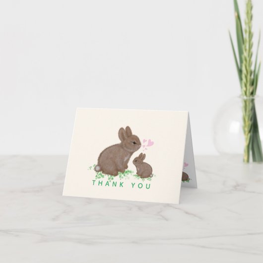 Schattige konijnen met hartjes babyshower bedankt (Voorkant)