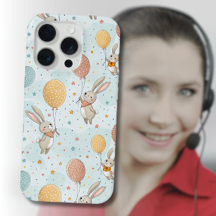 Schattige Konijnen met Pastelkleurige Eierballonne iPhone 15 Pro Case