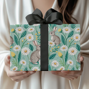 Schattige Konijnen Tussen Witte Madeliefjes Cadeaupapier
