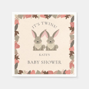 Schattige Konijnen Tweeling Bosdieren Baby Shower Servet