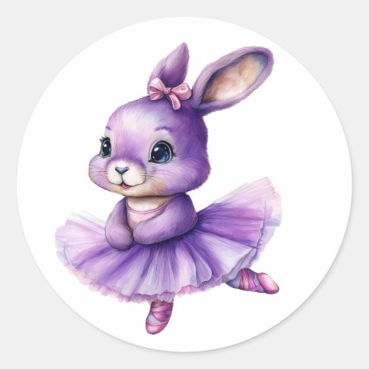 Schattige konijnenballerina dansballet ronde sticker (Voorkant)