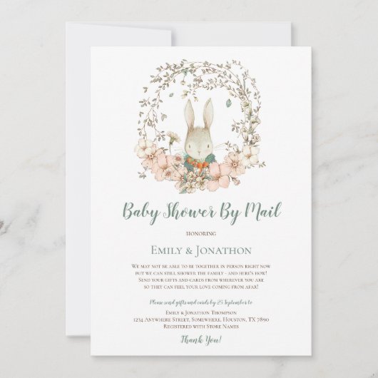  Schattige Konijnenbladeren Baby Jongensdouche per Kaart (Voorkant)