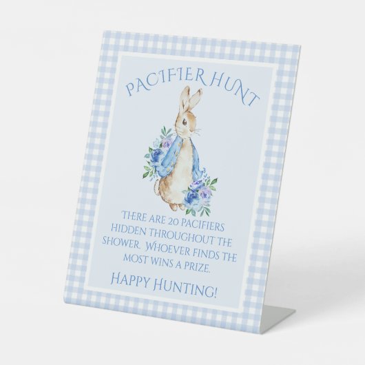 Schattige konijnenblauw Baby shower Reclamebord Met Voetstuk (Voorkant)