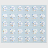 Schattige konijnenblauw een eerste verjaardag cadeaupapier (Vlak)