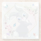 Schattige konijnenbloemblinders thema glazen onderzetter (Achterkant)