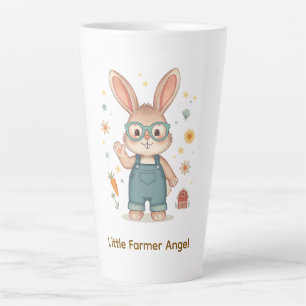 Schattige konijnenboer met bril en overall Illust Latte Mok