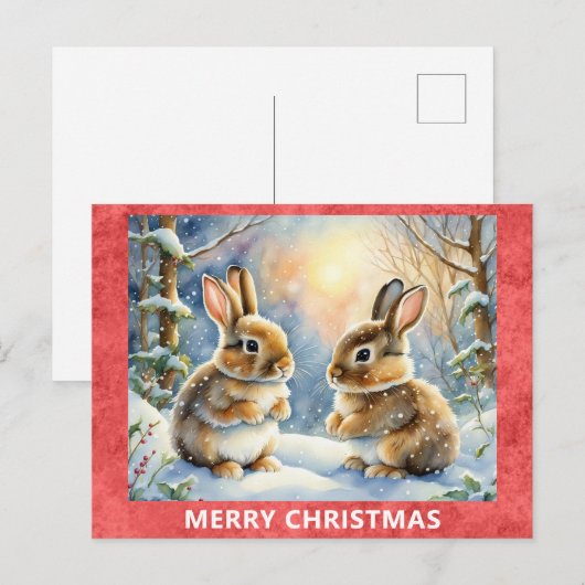Schattige konijnenbos Heerlijk Kerstfeest Briefkaart (Voorkant / Achterkant)
