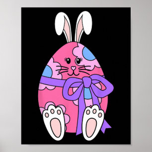 Schattige konijnenei Bloemenmeisjes Happy Easter D Poster