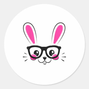 Schattige Konijnengezicht Paashaas Grappig Konijne Ronde Sticker