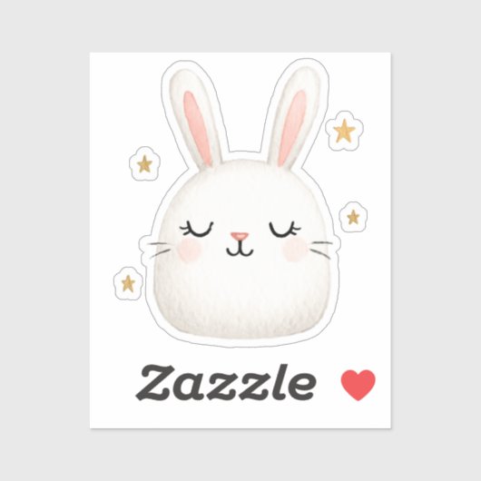 Schattige konijnengezicht - Schattige witte konijn Sticker (Vel)