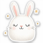 Schattige konijnengezicht - Schattige witte konijn Sticker (Voorkant)
