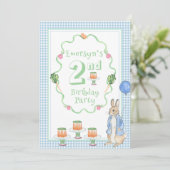 Schattige konijnengroen 2e verjaardagsfeest kaart (Staand voorkant)