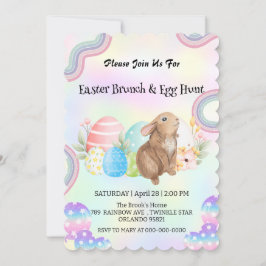 Schattige konijnenjachtei Happy Paasdag Party Kaart