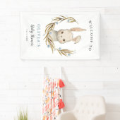 Schattige Konijnenjongen Baby shower Welkom Spandoek (Insitu)