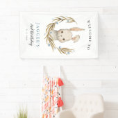 Schattige Konijnenjongen Verjaardagsfeestje Welkom Spandoek (Insitu)