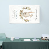 Schattige Konijnenjongen Verjaardagsfeestje Welkom Spandoek (Beurs)