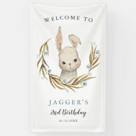 Schattige Konijnenjongen Verjaardagsfeestje Welkom Spandoek