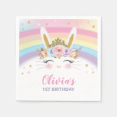 Schattige konijnenkonijn 1e verjaardagsfeestje ser servet (Voorkant)