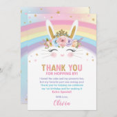 Schattige Konijnenkonijn 1e Verjaardagsmeisje Dank Kaart (Voorkant / Achterkant)