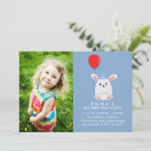 Schattige Konijnenkonijn Custom Foto Verjaardagsfe Kaart (Staand voorkant)