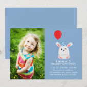 Schattige Konijnenkonijn Custom Foto Verjaardagsfe Kaart (Voorkant / Achterkant)