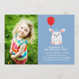 Schattige Konijnenkonijn Custom Foto Verjaardagsfe Kaart