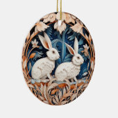 Schattige Konijnenkonijn Kerstmis Gepersonaliseerd Keramisch Ornament (Rechts)