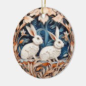 Schattige Konijnenkonijn Kerstmis Gepersonaliseerd Keramisch Ornament (Links)