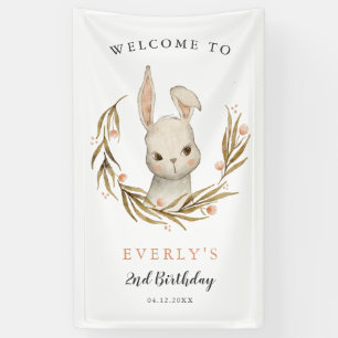 Schattige Konijnenkonijn Meisje Verjaardagsfeestje Spandoek