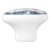 Schattige Konijnenkonijn Navy Blue Flower Butterfl Keramische Knop (Zijkant)