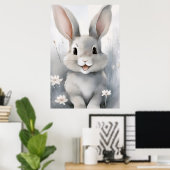Schattige konijnenkonijn Poster (Thuiskantoor)